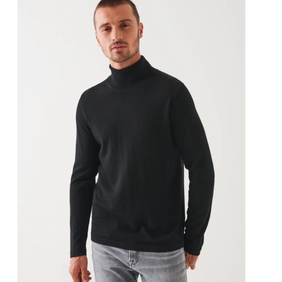 NEW Patrick Assaraf 100% Extrafine Merino Wool Black Turtleneck Sweater Size XL